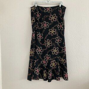 Vintage Sag Harbor Dark Romantic Floral Midi Skirt Whimsigoth 90s Y2K Size 16
